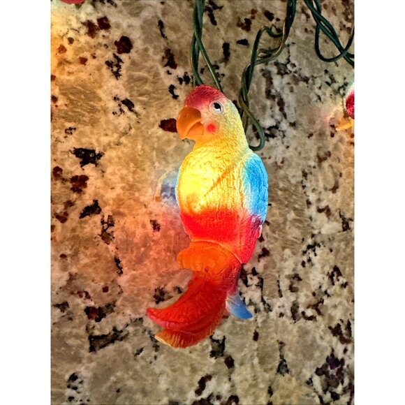 Tropical Paradise Parrot String Lights 10 Parrots 4" Each Rubber Indoor Outdoor - Picture 6 of 12